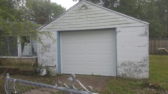 New garage door installed — after